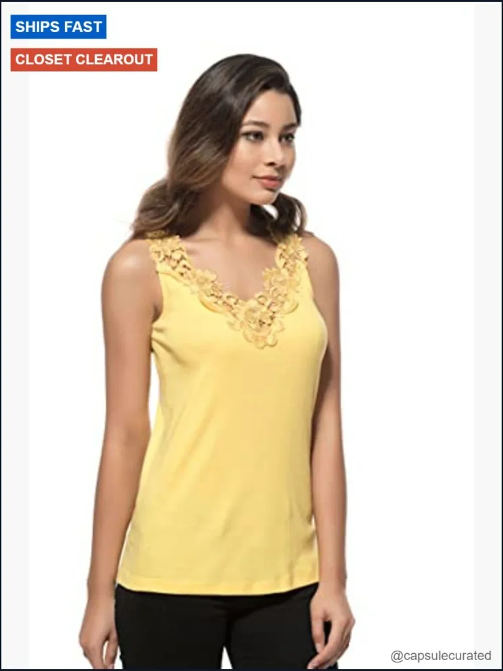 Women's Cotton Lace Trim Camisole Tank Top Breathable Sleeveless Undershirt